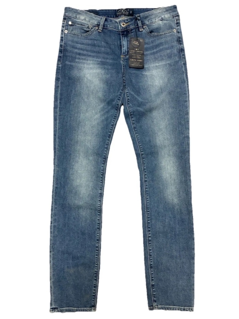 Lucky Brand Curvy Fit Mid Rise Skinny Jeans Women Blue Medium Wash Stretch Denim